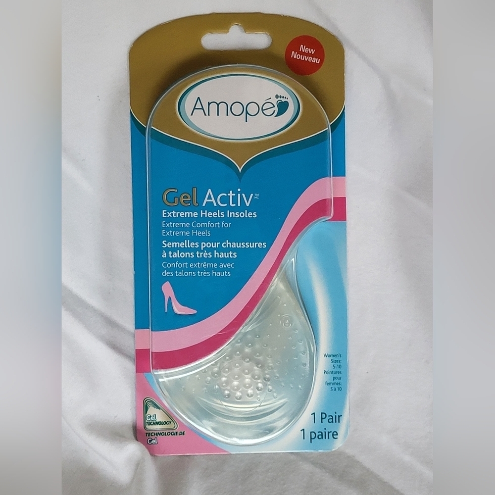Amope Gel Activ, Shoe Insoles, Extreme Heels, Non-Slip Invisible Gel Cushions